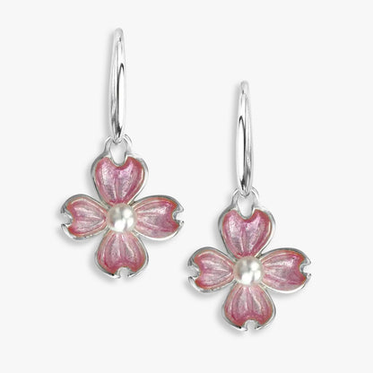 Rose Tinted Rhodium  Clover Flower Hook Earrings