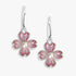 Rose Tinted Rhodium  Clover Flower Hook Earrings