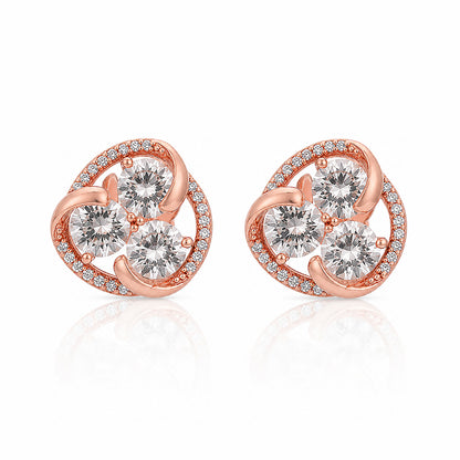 Rose Trinity Sparkle 925 Sterling Silver Elegant Earrings