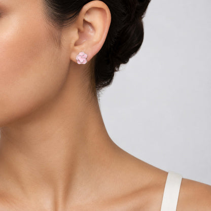 Rosy Blossom Grace 925 Sterling Silver Stud Earrings