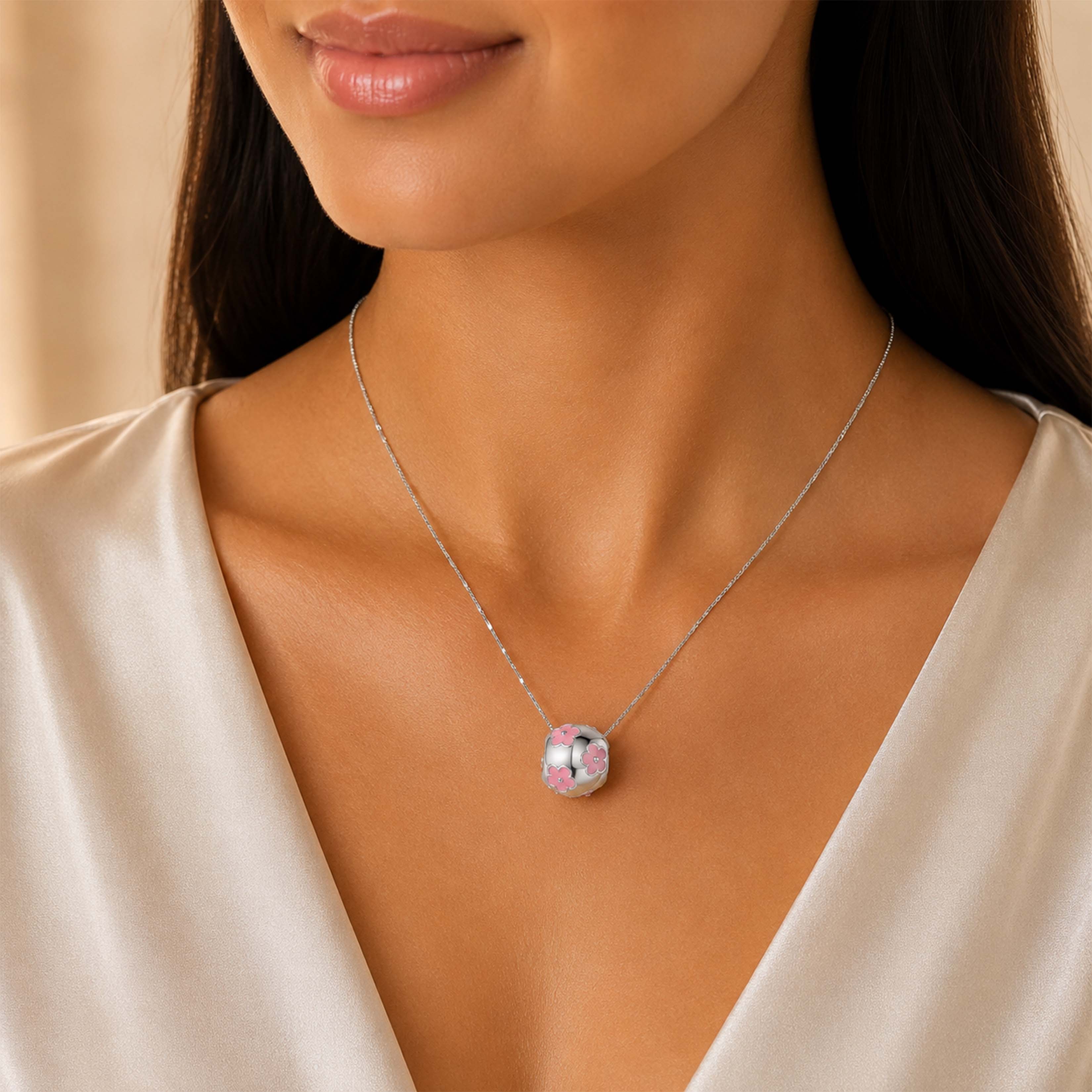 Rosy Clover 925 Sterling Silver Flower Pendant