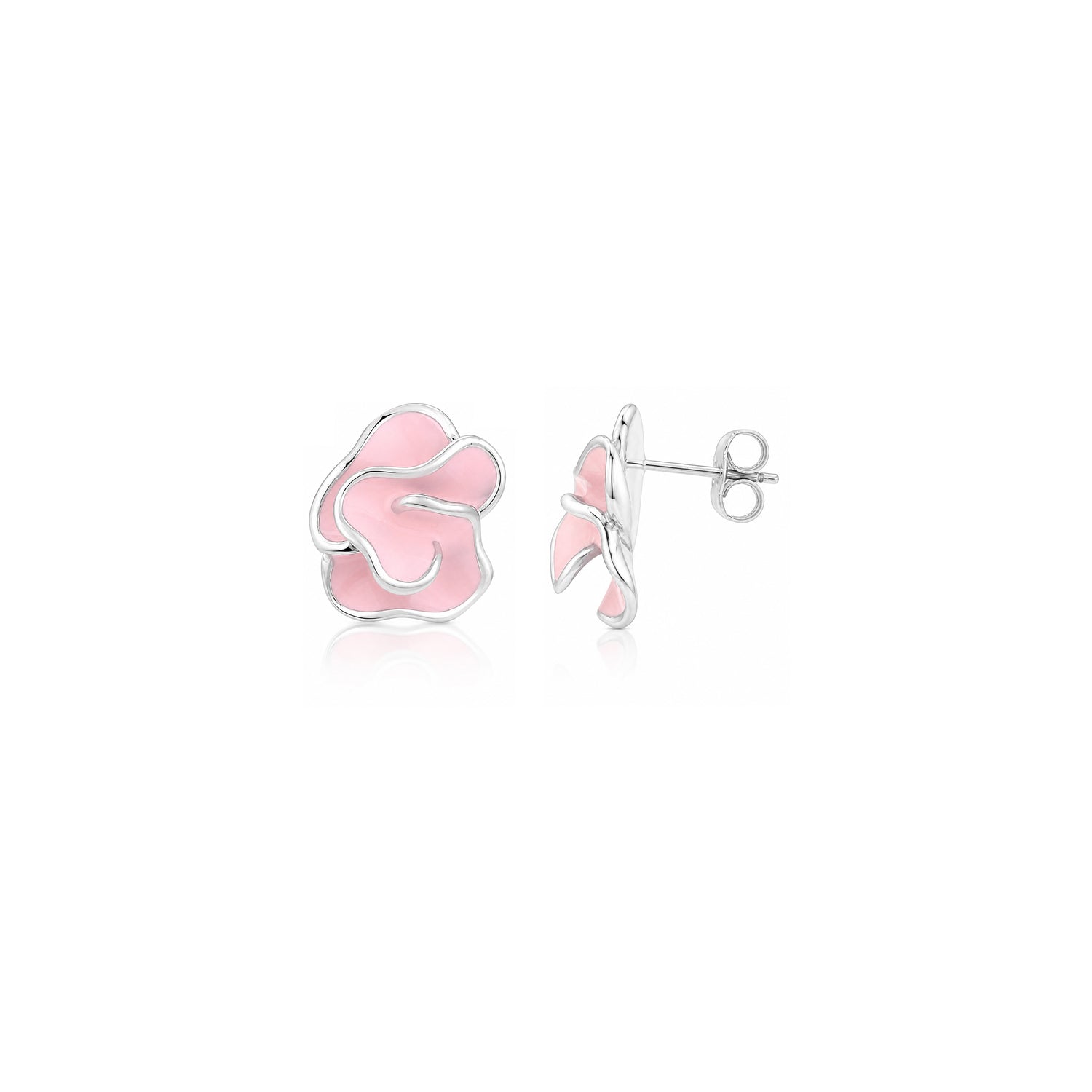 Rosy Blossom Grace 925 Sterling Silver Stud Earrings
