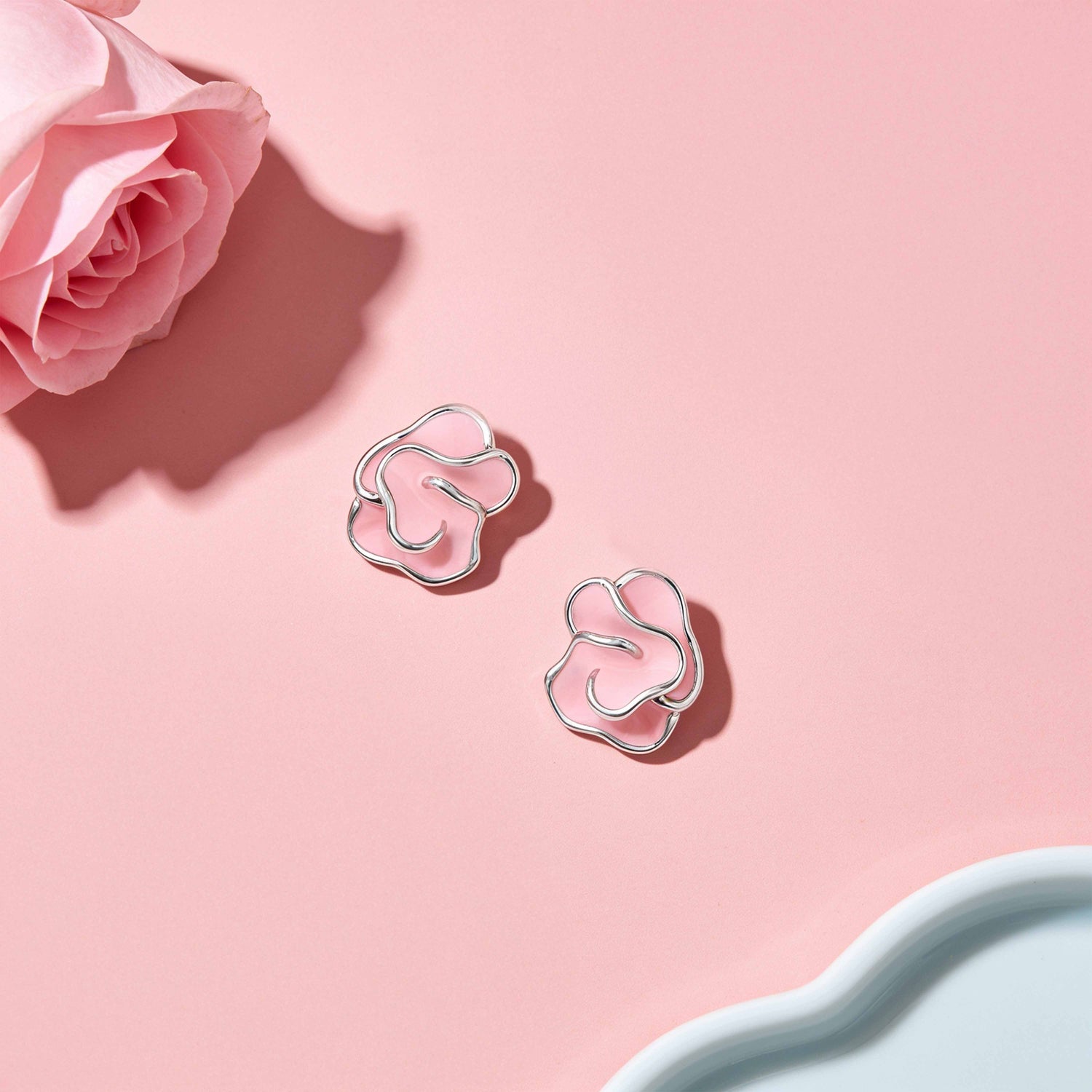 Rosy Blossom Grace 925 Sterling Silver Stud Earrings