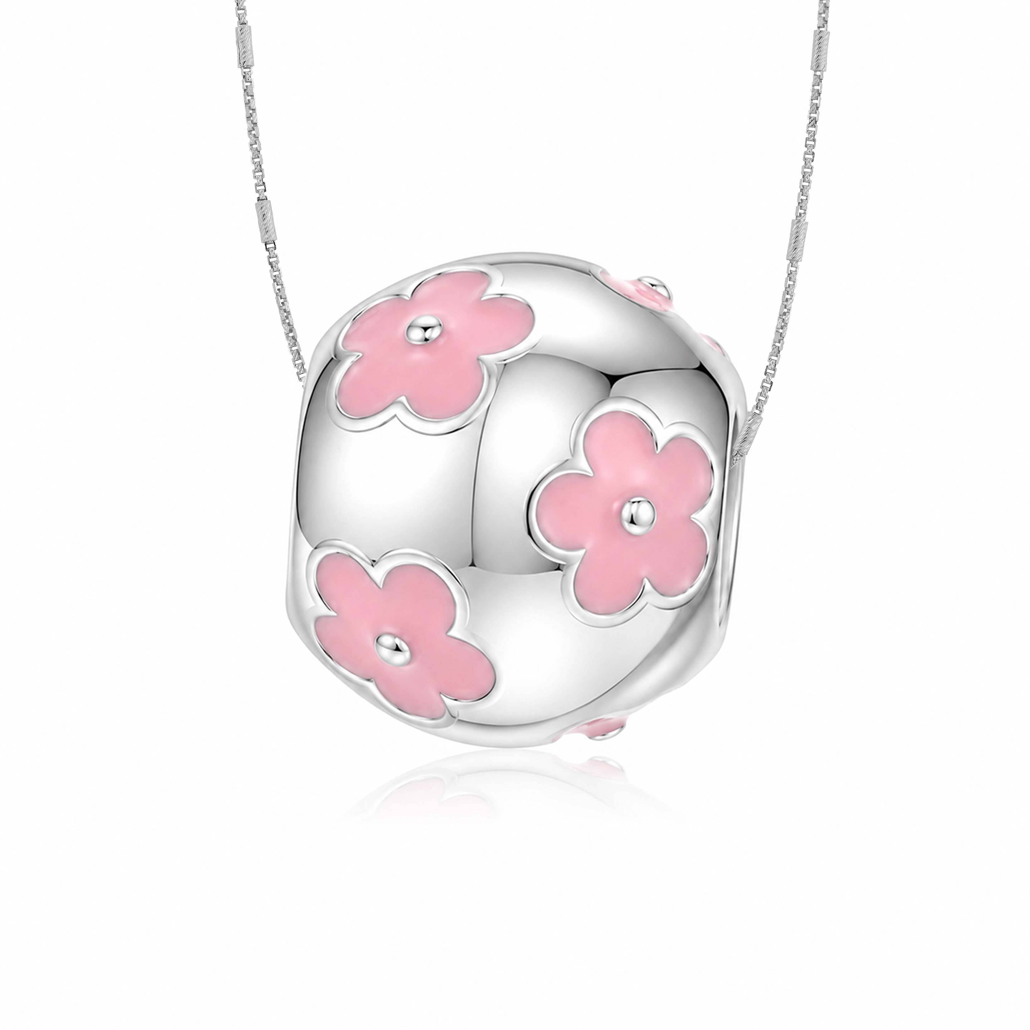 Rosy Clover 925 Sterling Silver Flower Pendant