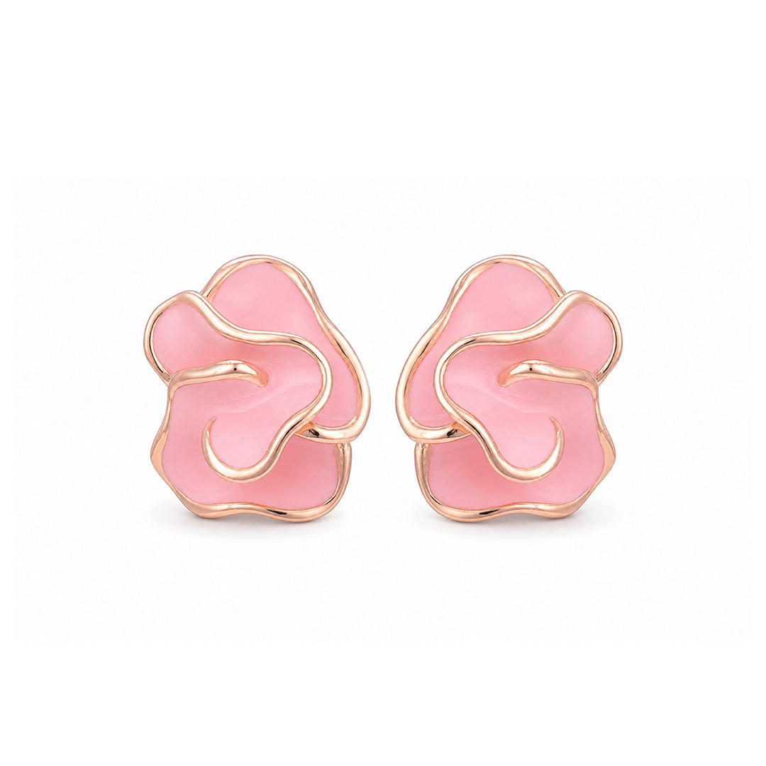 Rosy Floral Swirl 925 Sterling Silver Statement Earrings