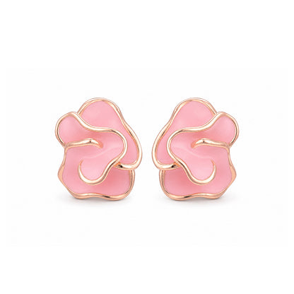 Rosy Floral Swirl 925 Sterling Silver Statement Earrings