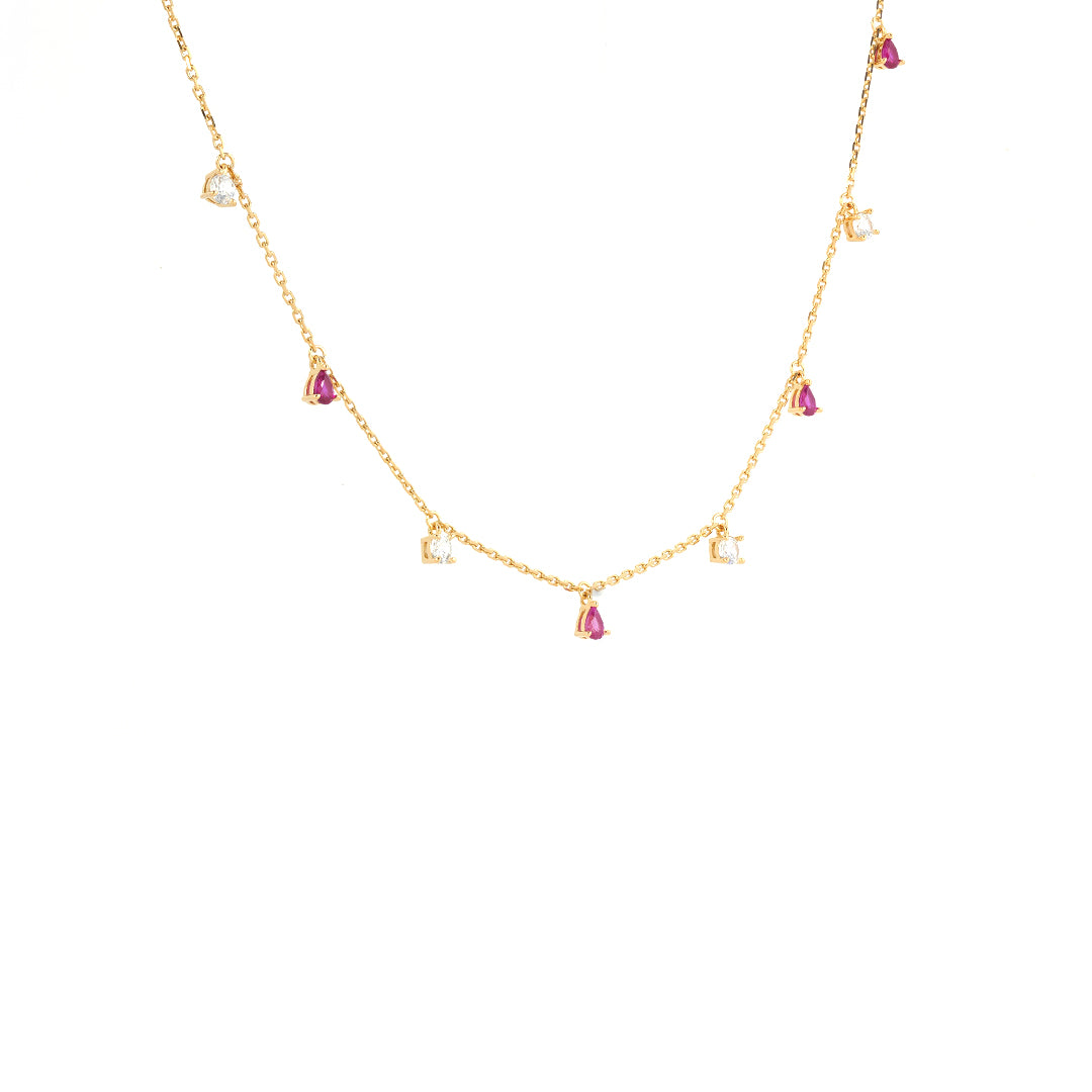 Rosy white drop necklace