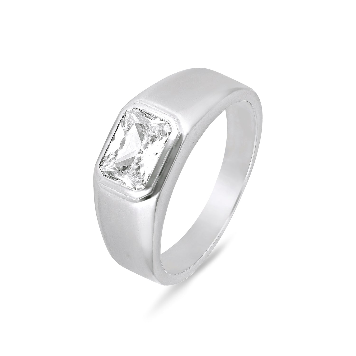 Round Solitaire Channel Set Silver Ring