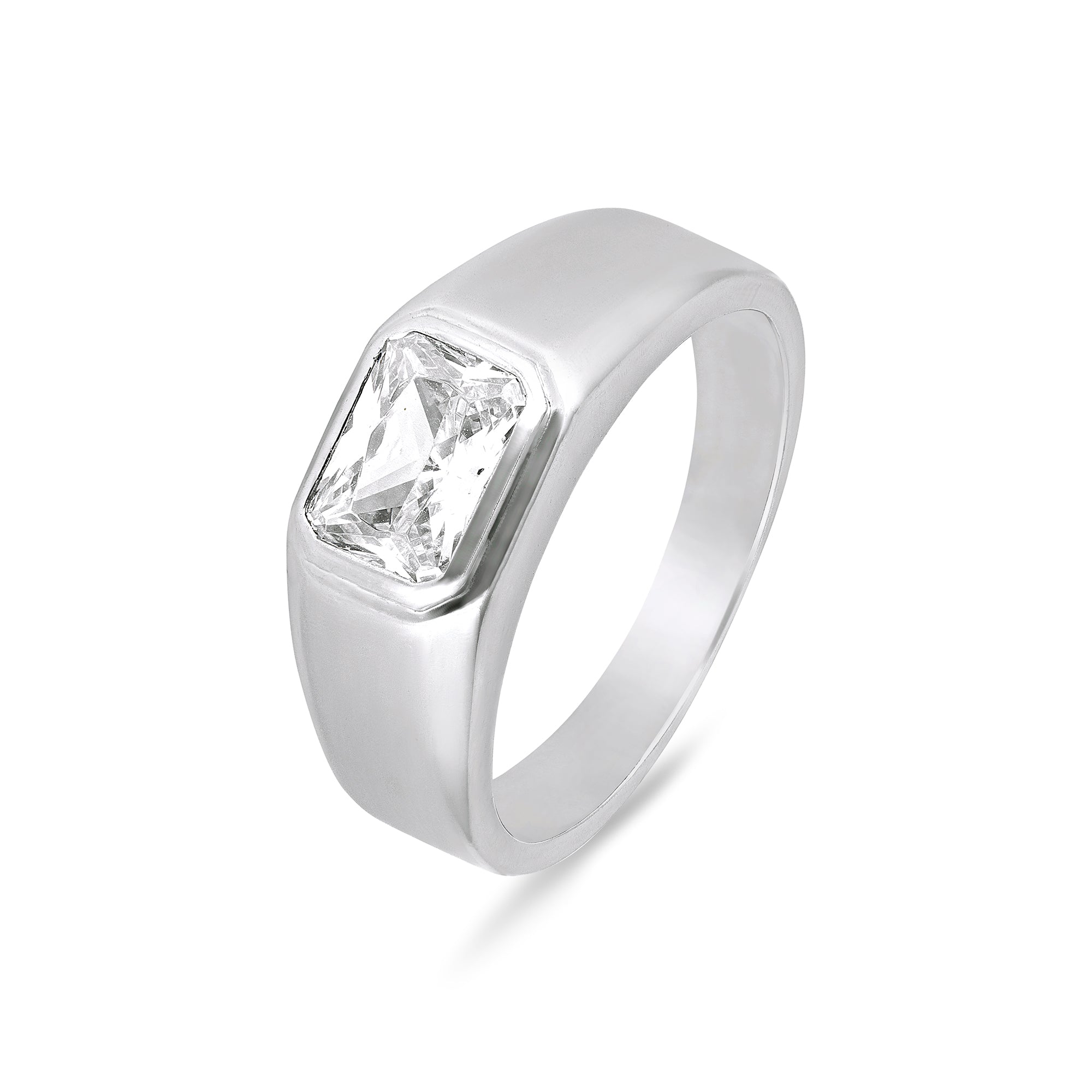 Round Solitaire Channel Set Silver Ring