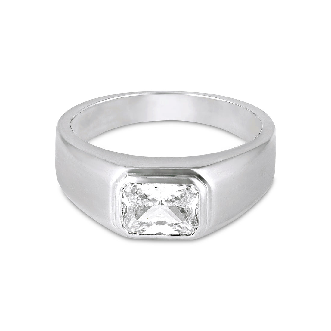 Round Solitaire Channel Set Silver Ring