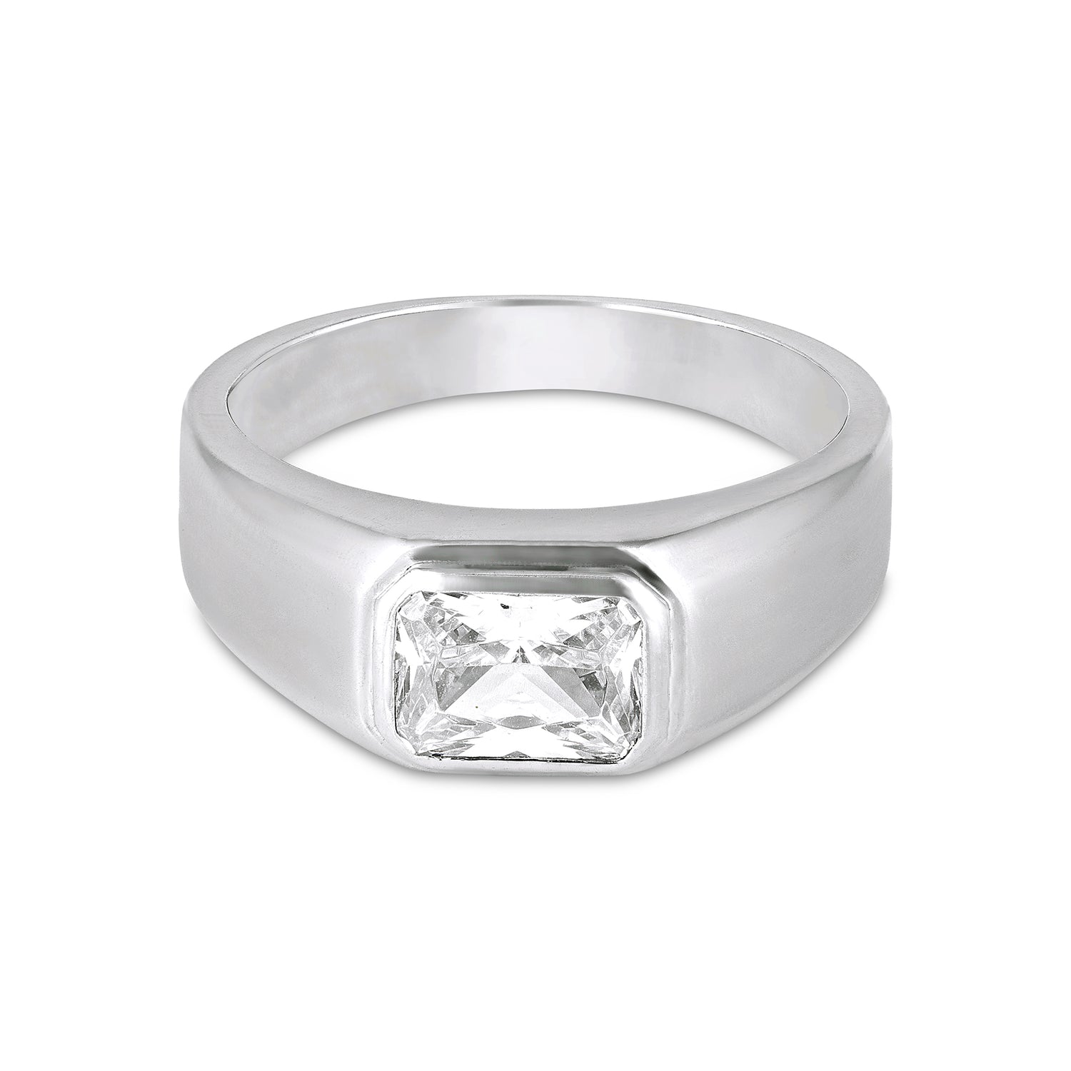Round Solitaire Channel Set Silver Ring