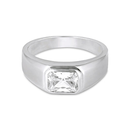Round Solitaire Channel Set Silver Ring