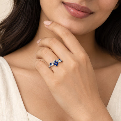 Royal Bloom 925 Sterling Silver Blue Crystal Ring