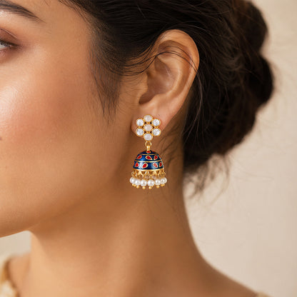 Royal Blue Jhumkas 925 Sterling Silver Designer Earrings