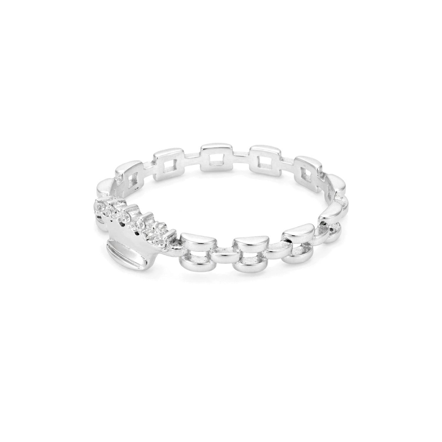 Royal Crown Link 925 Sterling Silver Ring for Women