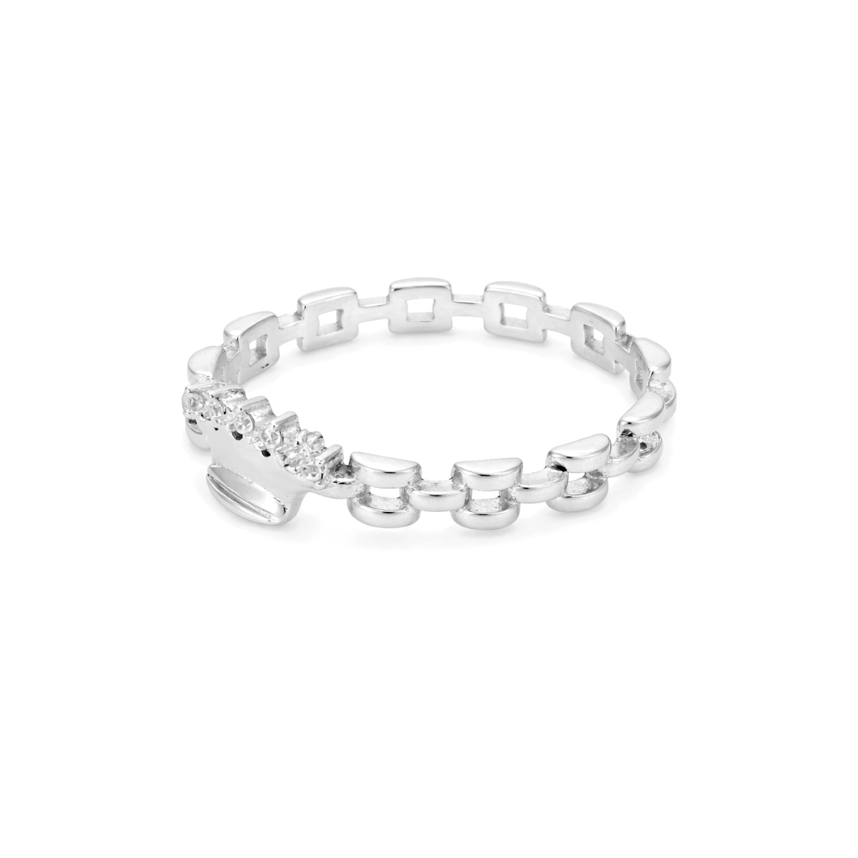 Royal Crown Link 925 Sterling Silver Ring for Women