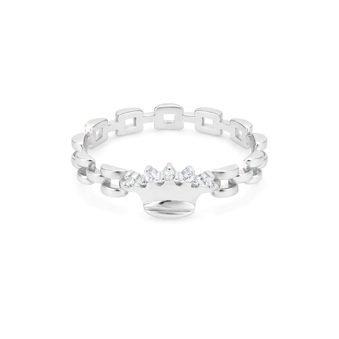 Royal Crown Link 925 Sterling Silver Ring for Women