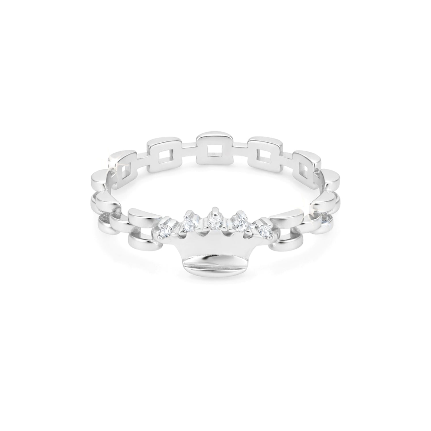 Royal Crown Link 925 Sterling Silver Ring for Women