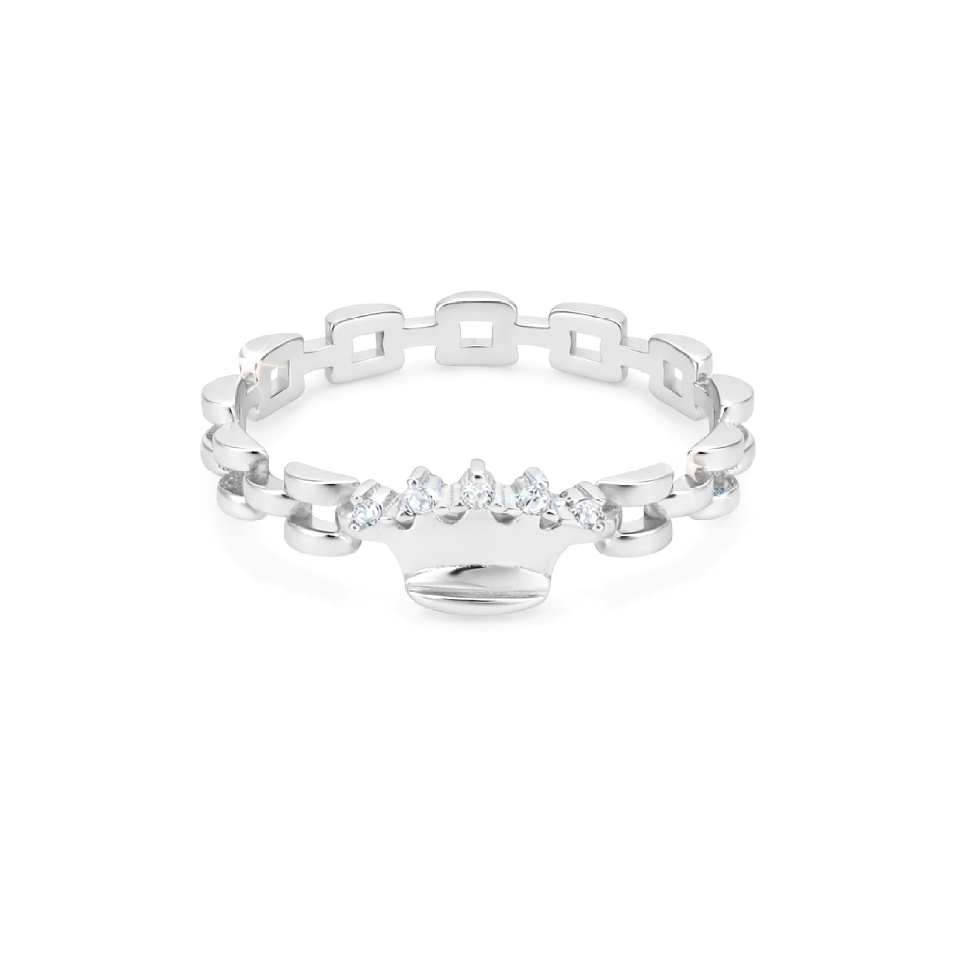Royal Crown Link 925 Sterling Silver Ring for Women