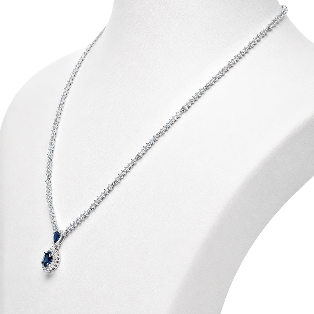 Royal Eclipse Blue Gem Silver Necklace