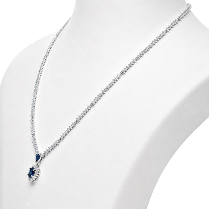 Royal Eclipse Blue Gem Silver Necklace