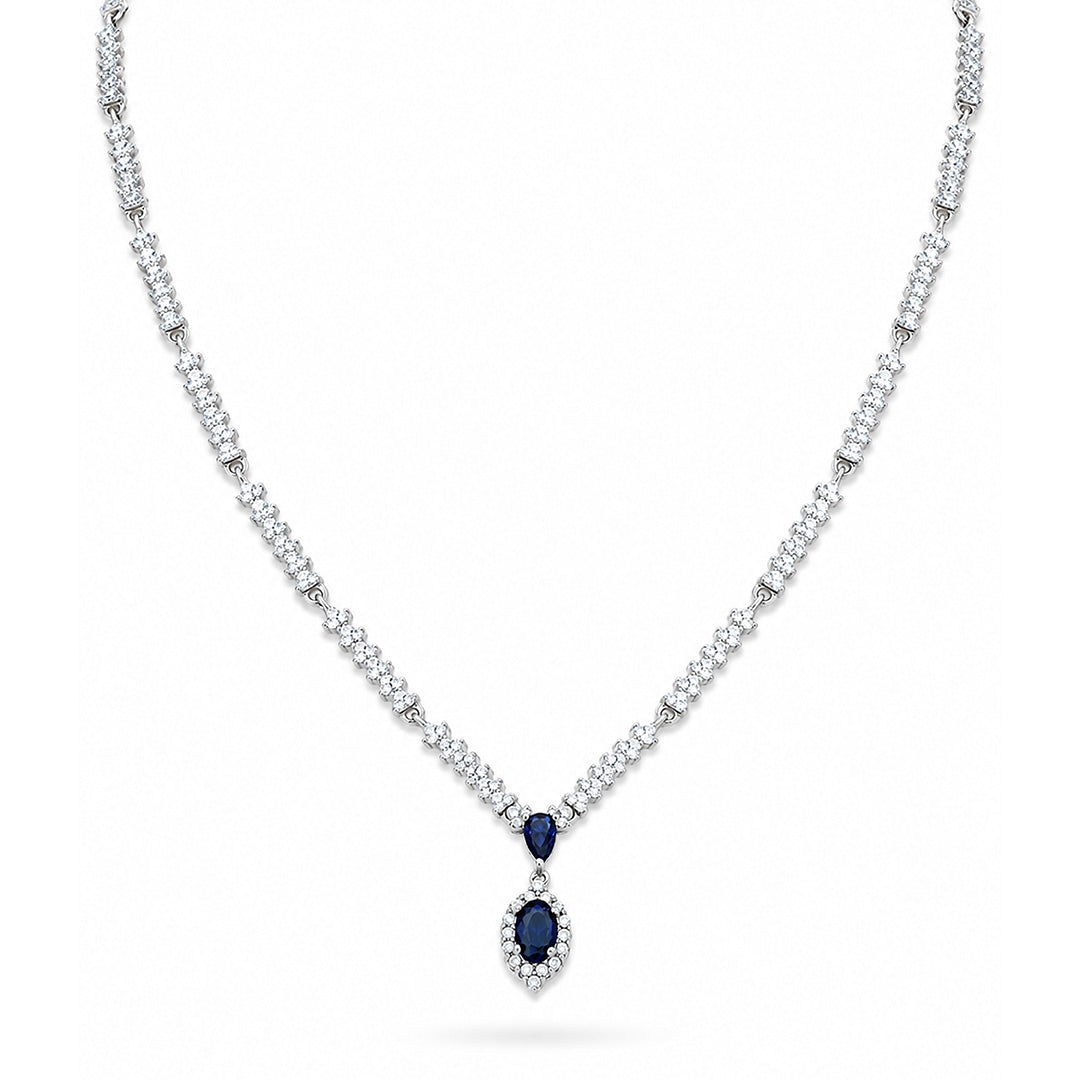 Royal Eclipse Blue Gem Silver Necklace