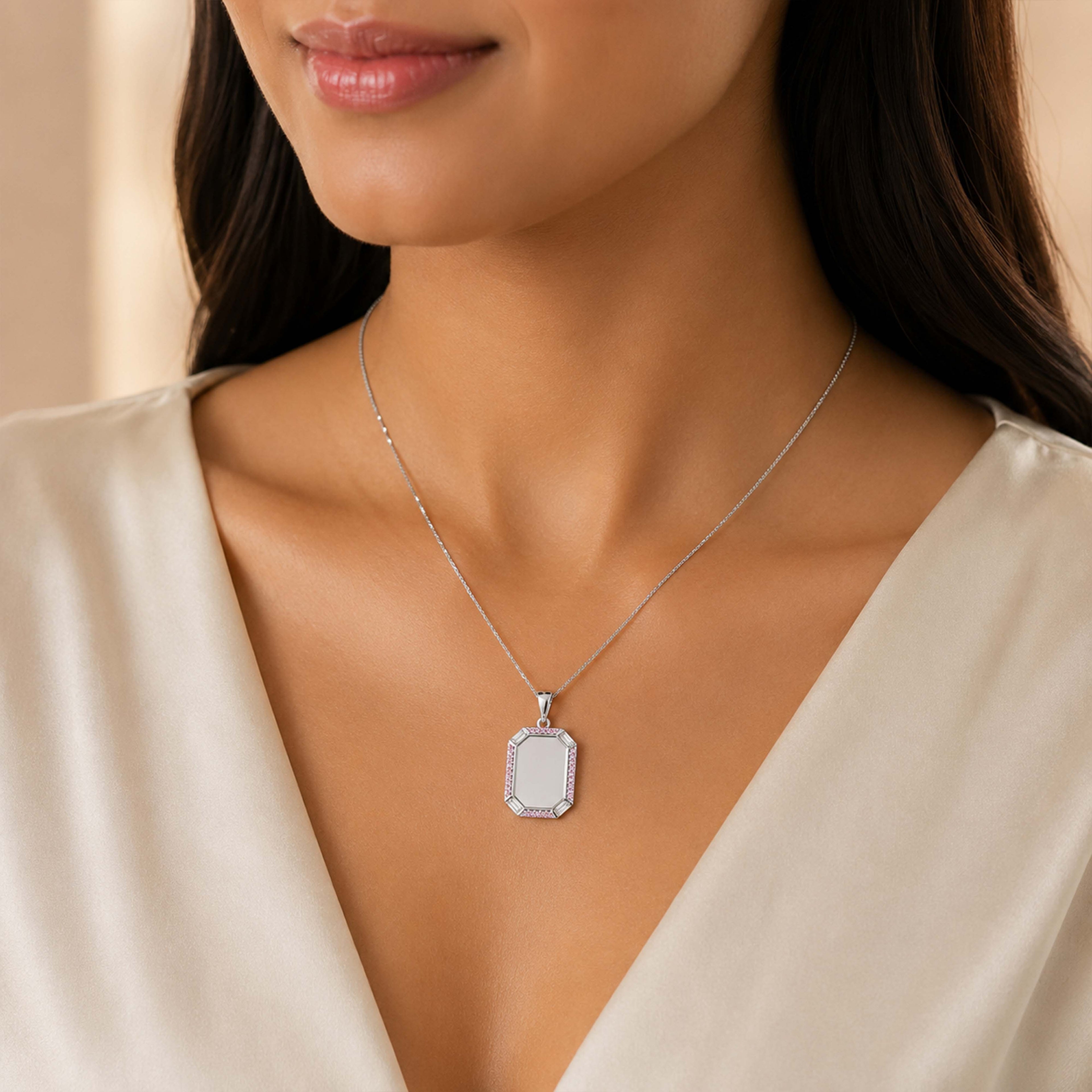 Royal Octagon 925 Sterling Silver Stone Pendant