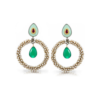 Royal Pearl 925 Sterling Silver Gemstone Drop Earrings