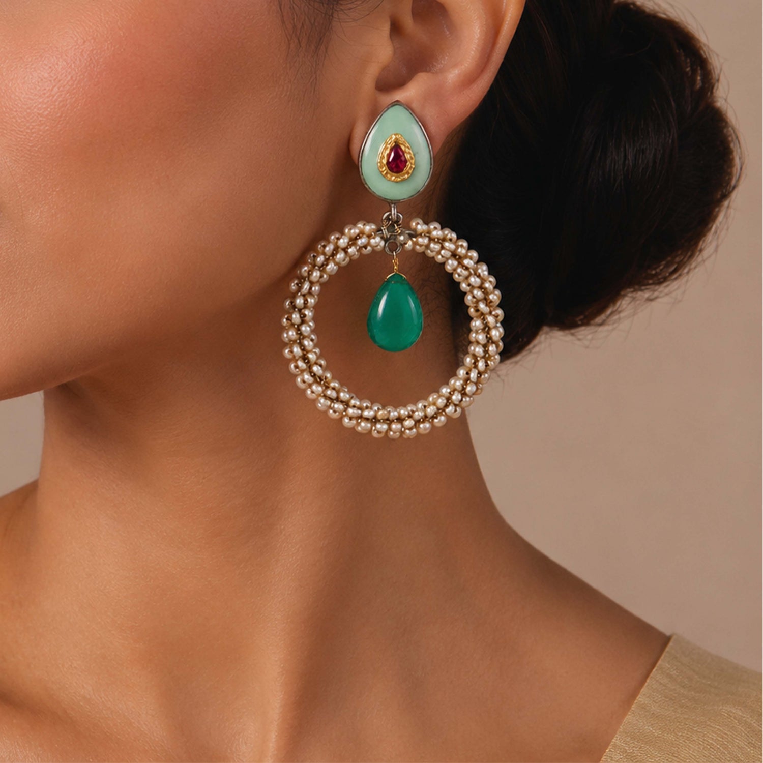 Royal Pearl 925 Sterling Silver Gemstone Drop Earrings