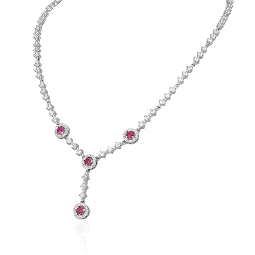 Royal Ruby Drop 925 Sterling Silver Necklace for Women