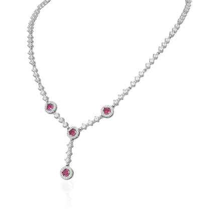 Royal Ruby Drop 925 Sterling Silver Necklace for Women