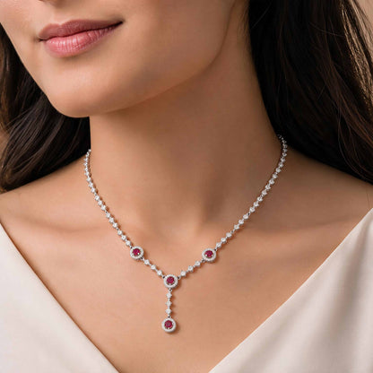 Royal Ruby Drop 925 Sterling Silver Necklace for Women