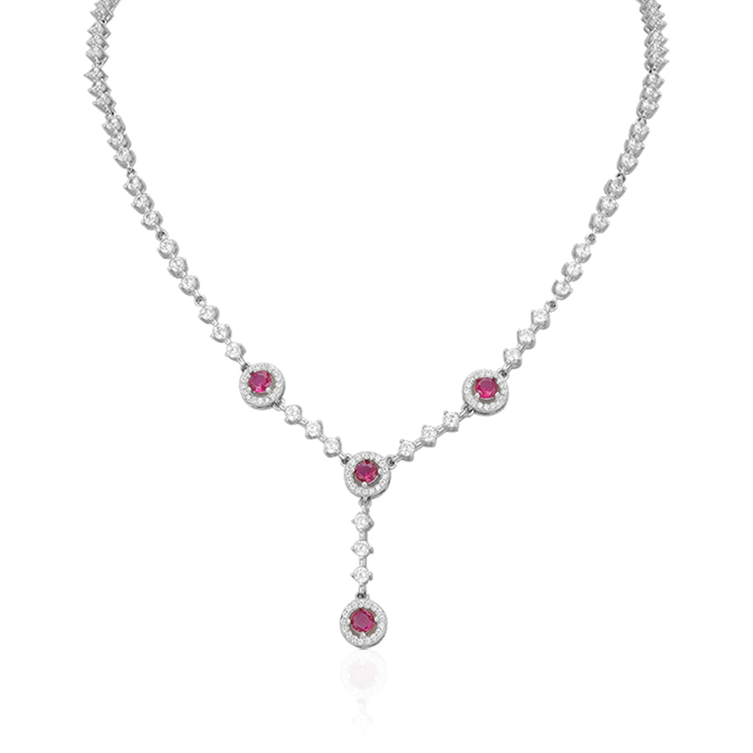 Royal Ruby Drop 925 Sterling Silver Necklace for Women