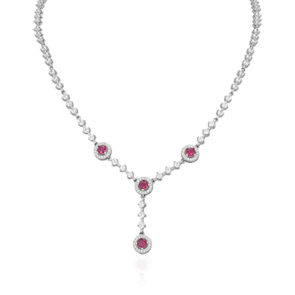 Royal Ruby Drop 925 Sterling Silver Necklace for Women