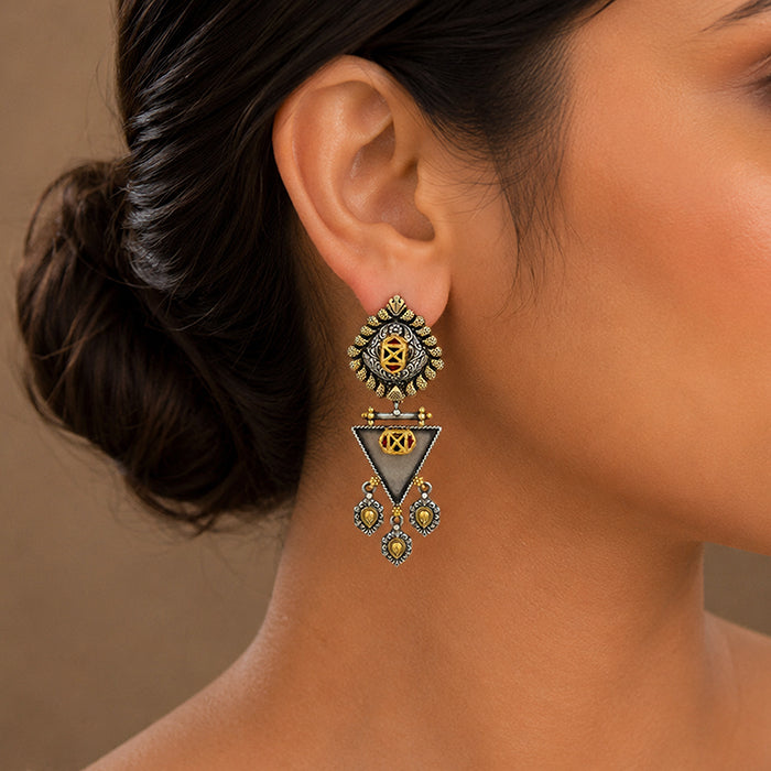Royal Triangle 925 Sterling Silver Designer Earrings