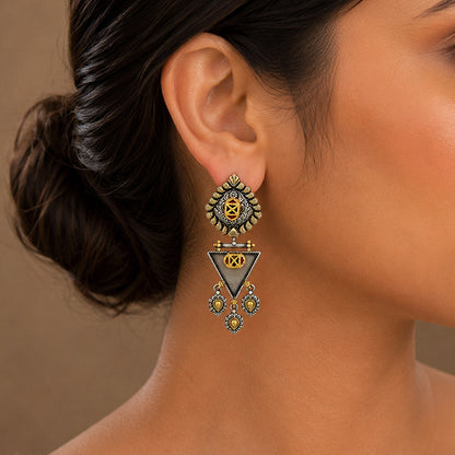 Royal Triangle 925 Sterling Silver Designer Earrings