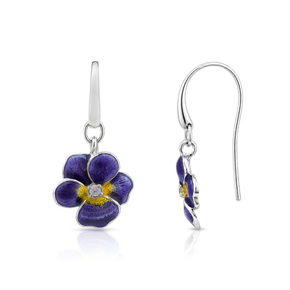 Royal Violet Pansy 925 Sterling Silver Earrings for Women