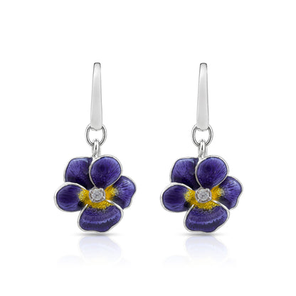 Royal Violet Pansy 925 Sterling Silver Earrings for Women