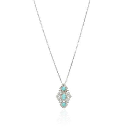 Royal Aqua Scroll Silver Artistic Designer Pendant Chain