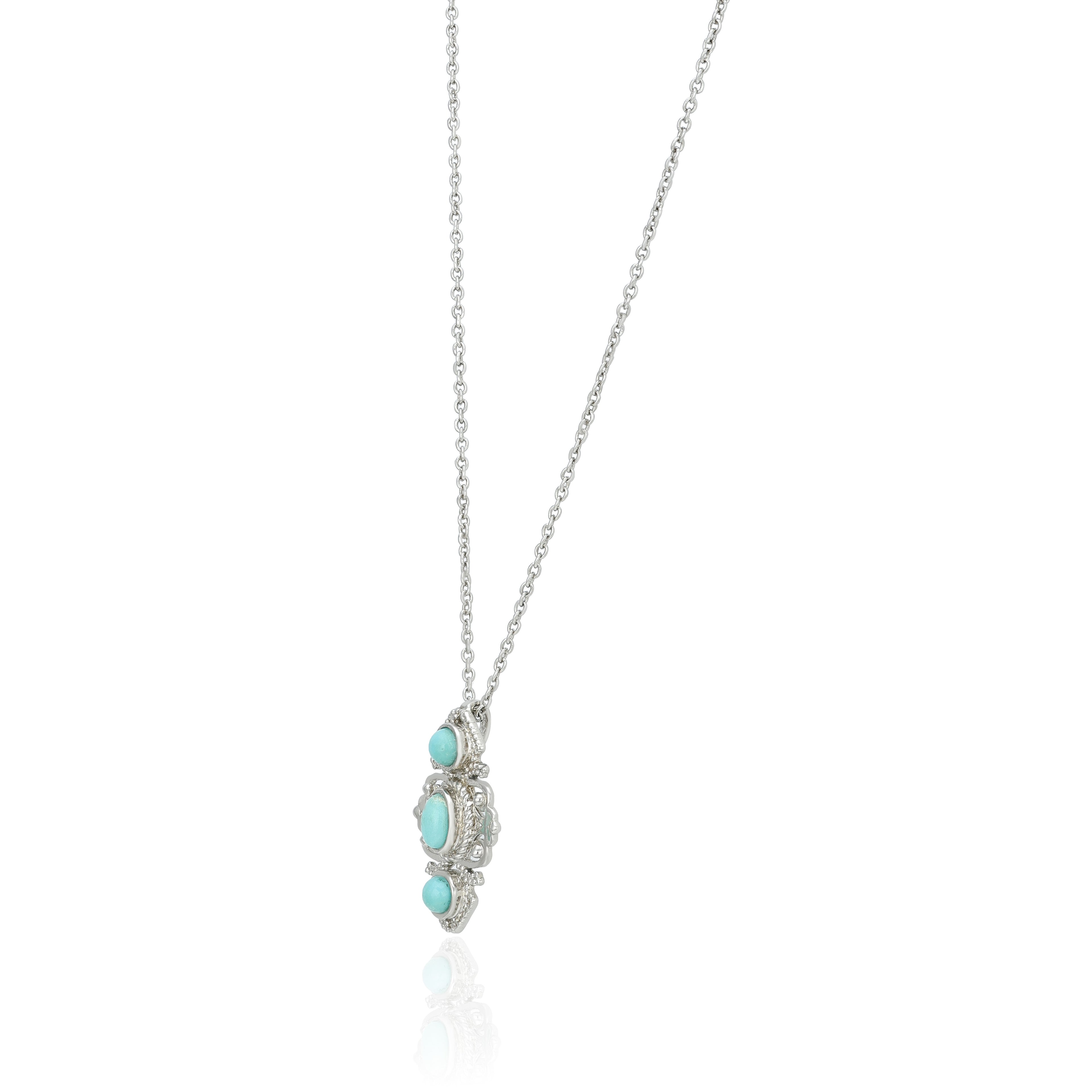 Royal Aqua Scroll Silver Artistic Designer Pendant Chain