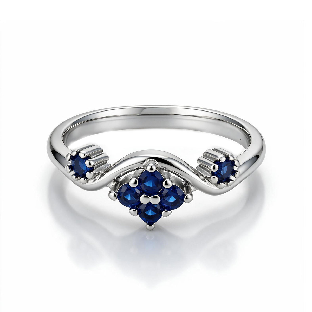 Royal Bloom 925 Sterling Silver Blue Crystal Ring