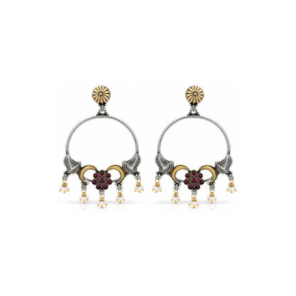 Royal Blossom 925 Sterling Silver Chandbali Drop Earrings
