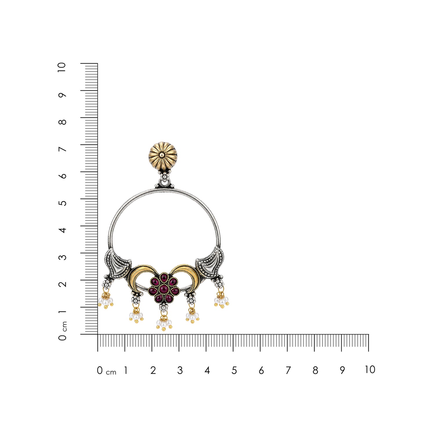 Royal Blossom 925 Sterling Silver Chandbali Drop Earrings