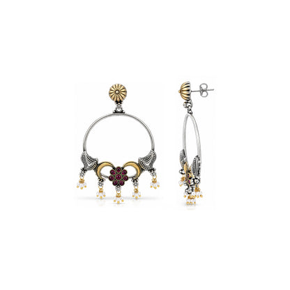 Royal Blossom 925 Sterling Silver Chandbali Drop Earrings