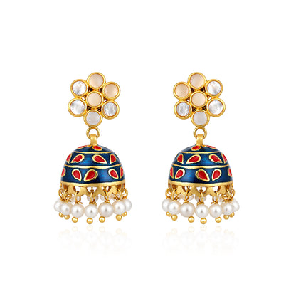 Royal Blue Jhumkas 925 Sterling Silver Designer Earrings