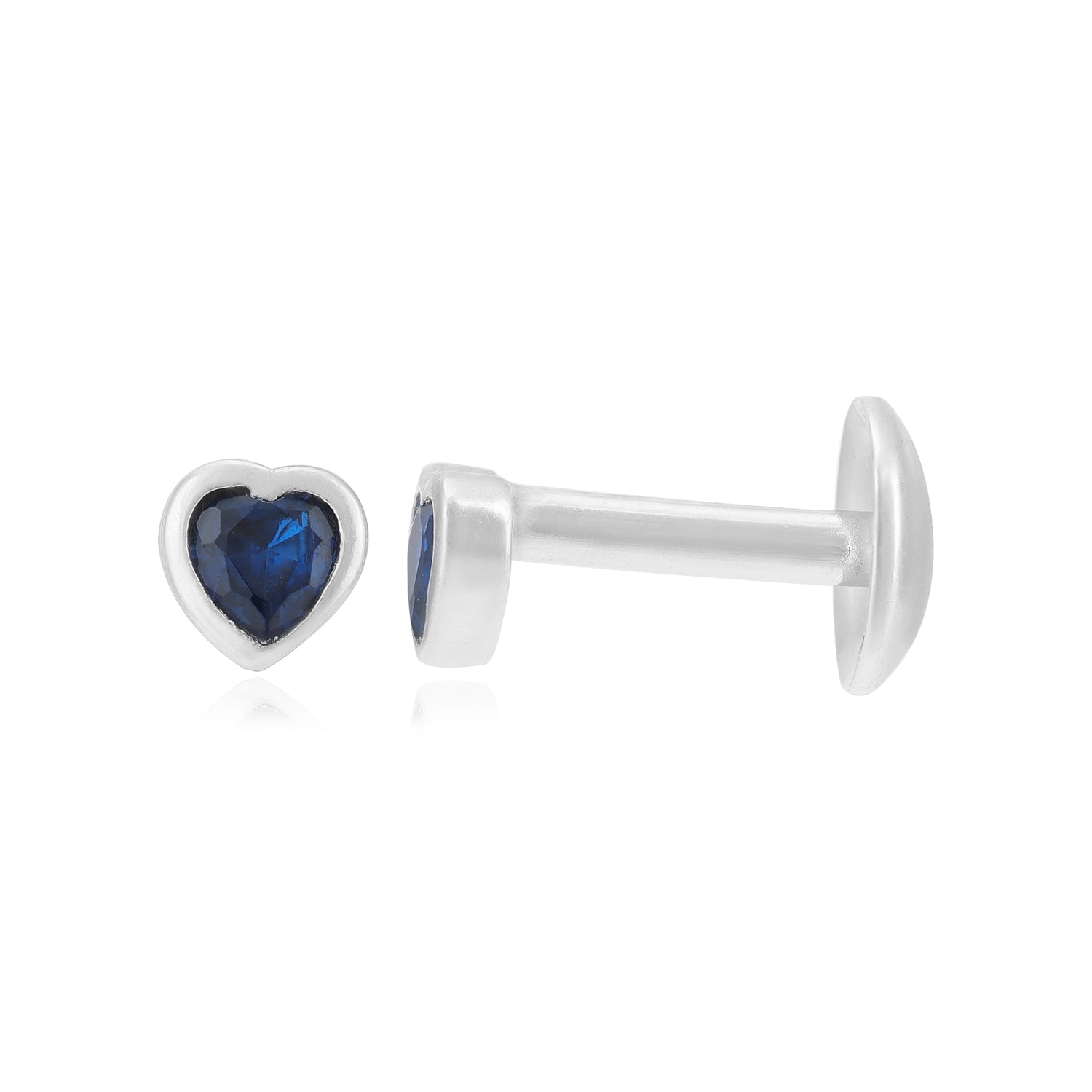 Royal Blue Heart Rhodium Plated 925 Studs