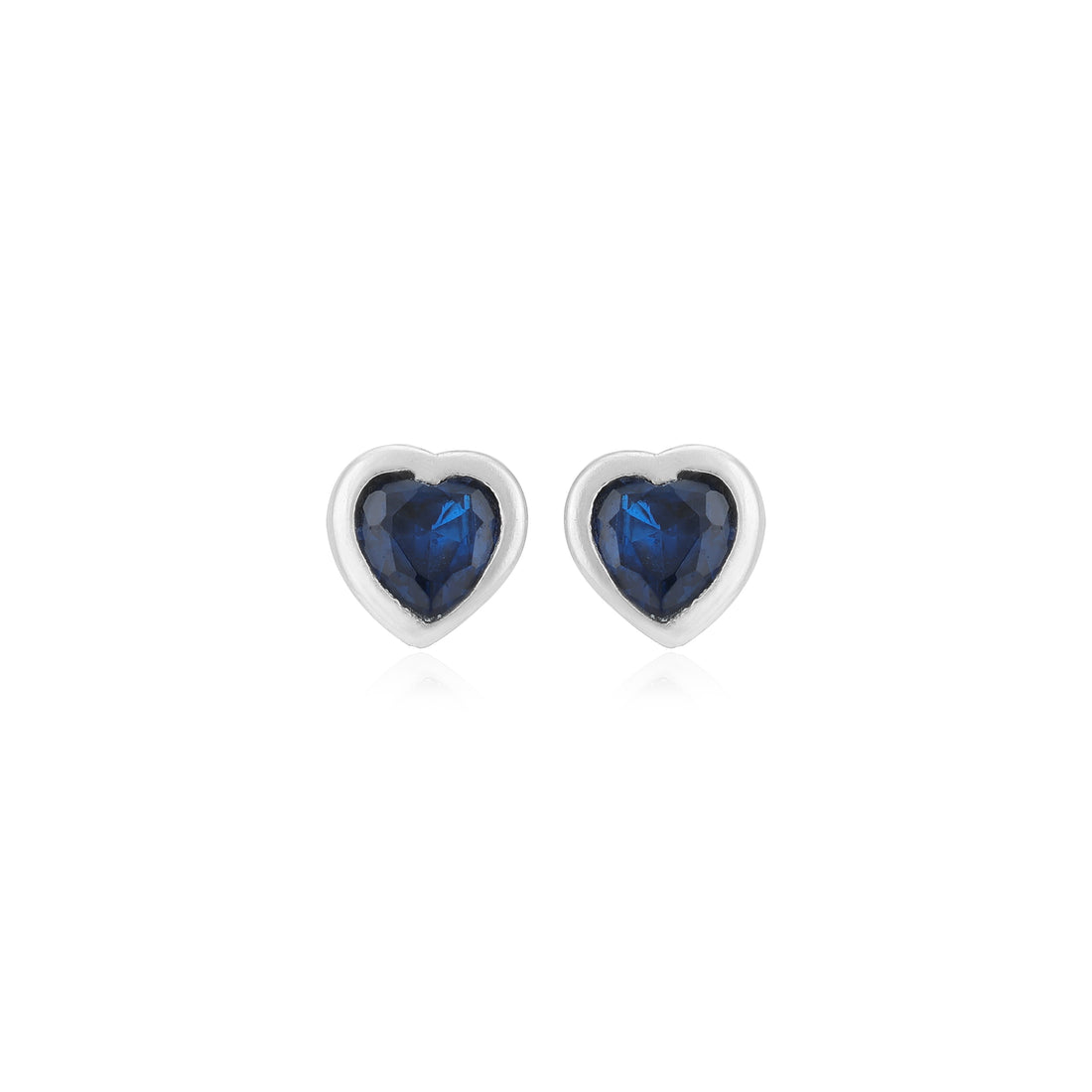 Royal Blue Heart Rhodium Plated 925 Studs