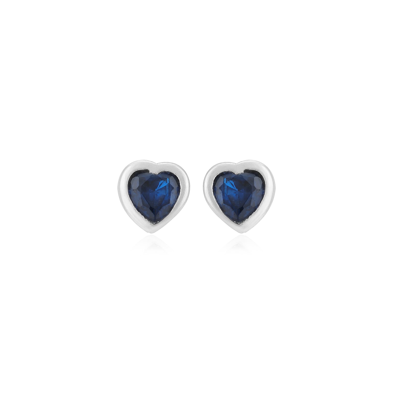 Royal Blue Heart Rhodium Plated 925 Studs