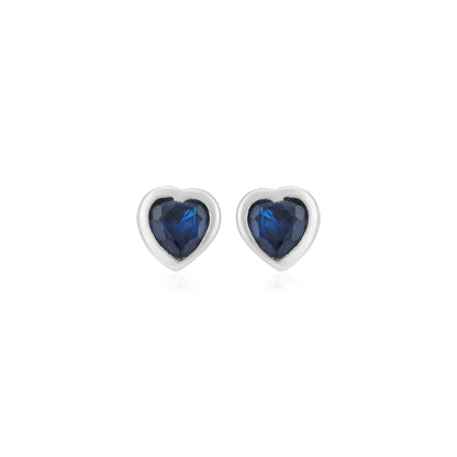 Royal Blue Heart Rhodium Plated 925 Studs