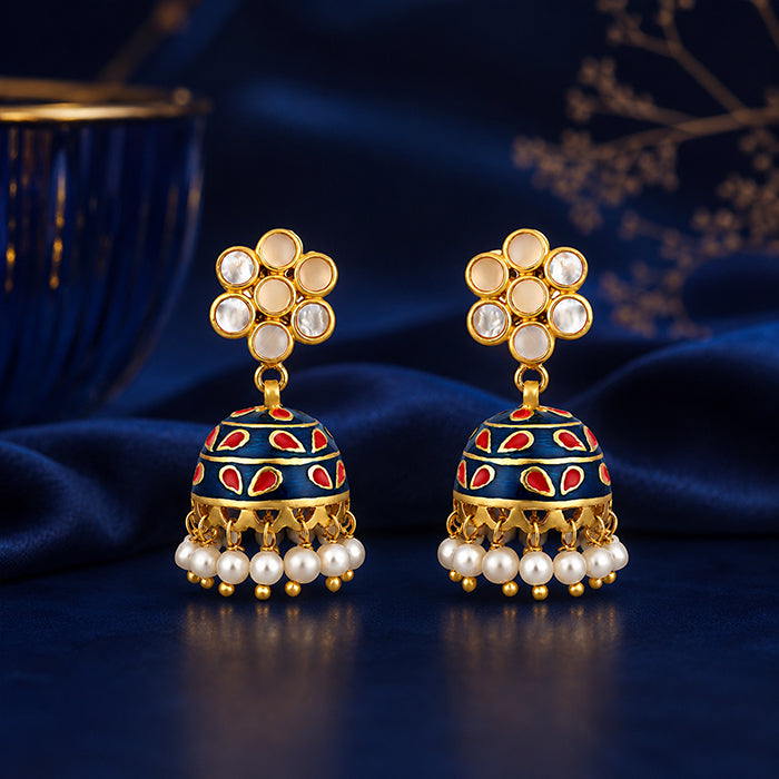 Royal Blue Jhumkas 925 Sterling Silver Designer Earrings